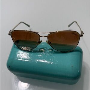 Tiffany & Co. Gold Frame aviator Sunglasses with Brown Lenses